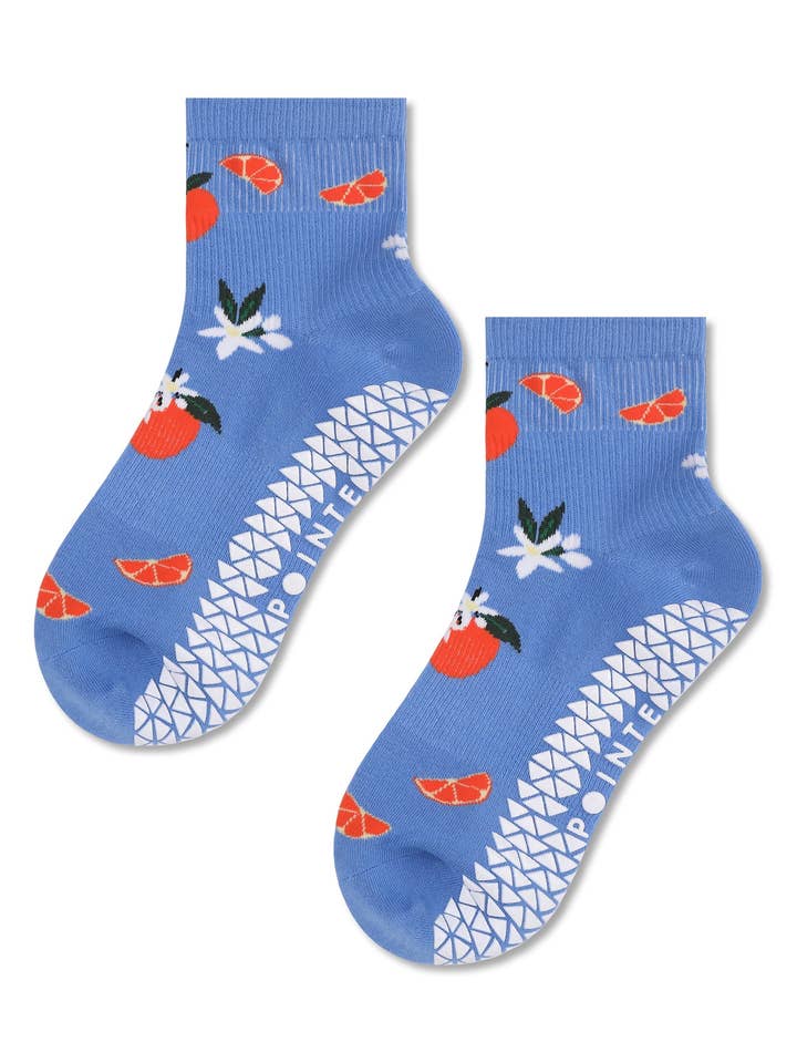 Orange Toss Ankle Grip Sock for wholesale by Pointe Studio