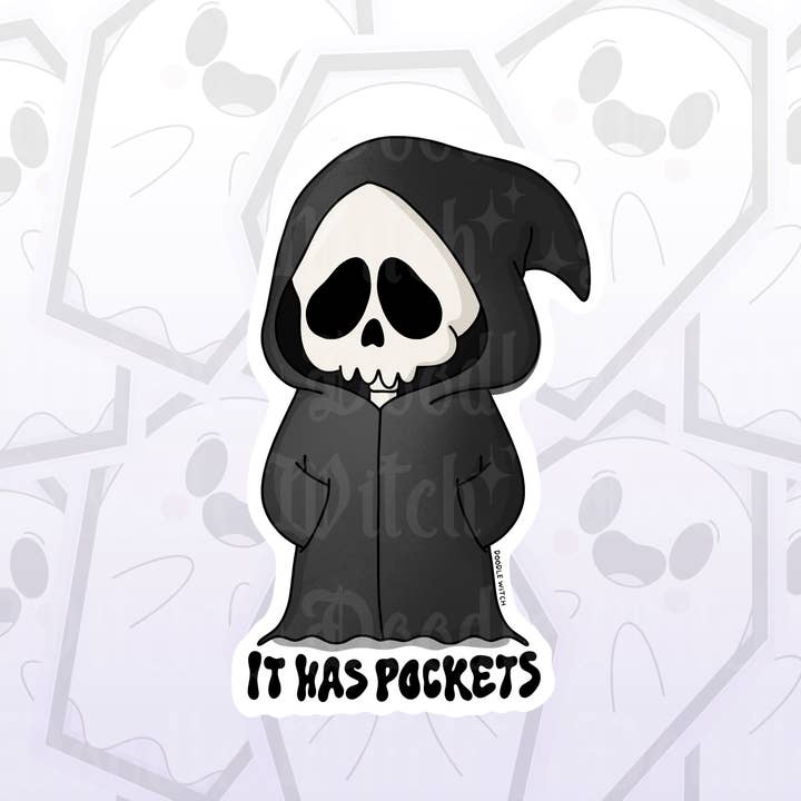 Het heeft zakken Grim Reaper Goth Alt sticker voor wholesale door DoodleWitch