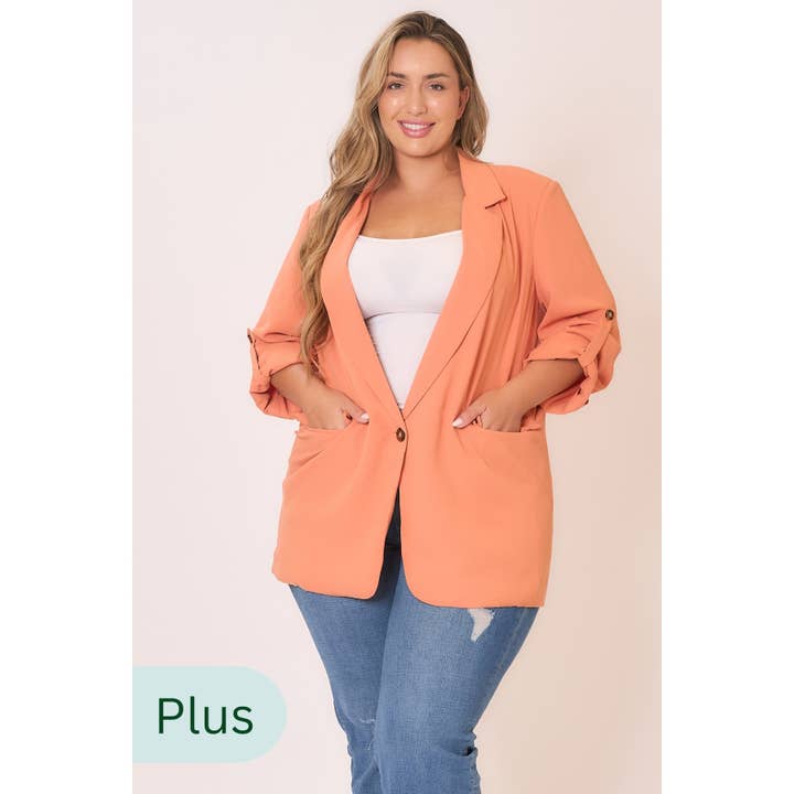 Blazer mit umgeschlagenen Ärmeln für den Großhandel von Cozy Casual, Inc.