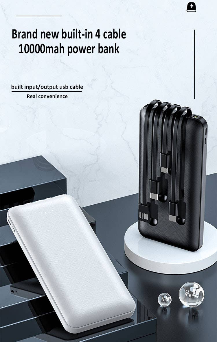 Mila Wholesale - Wholesale Portable Charger - 10,000 mAh Powerbanks with 3-in-1 Charging Cables2