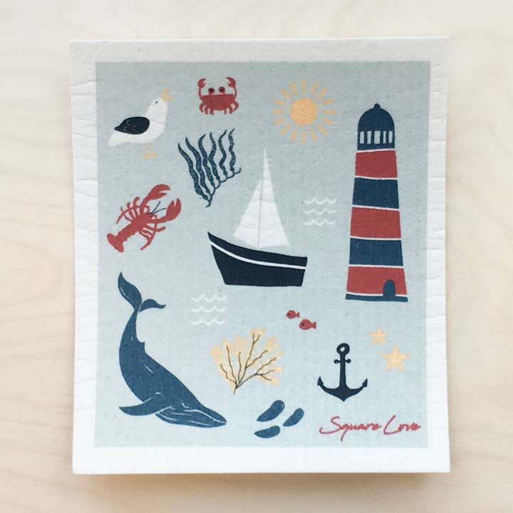 Square Love - Wholesale Dishcloth - Maritime Icons Swedish Dishcloth