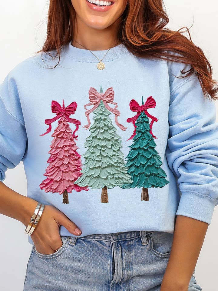 Wholesale Accessory Market - Wholesale Graphic Sweatshirt - Women's - The Painted Trio Trees Heavy Blend Crew Sweatshirt2