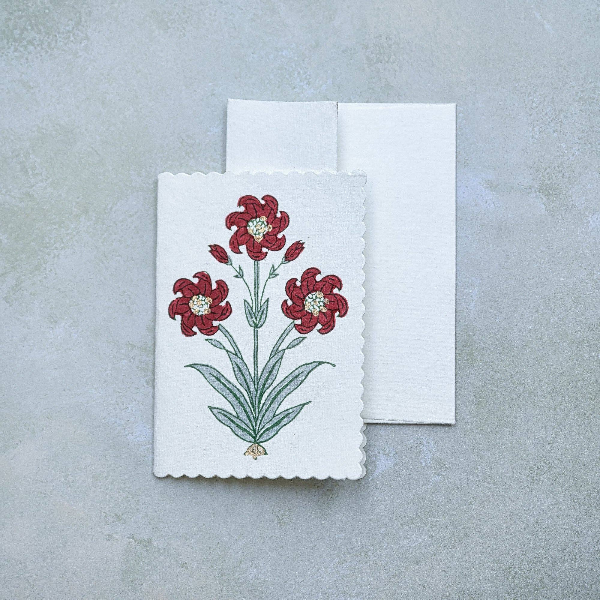 Paper Mirchi – wholesale Season’s Greetings card – Hand Block Printed Greeting Card - GC Nargis Sage4