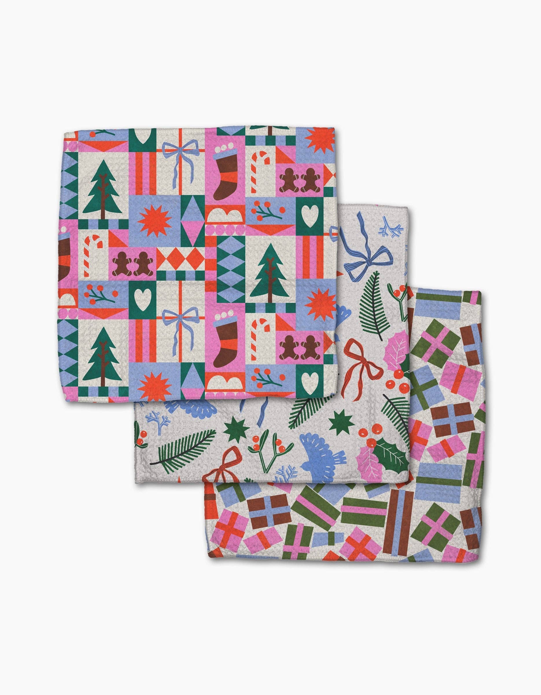 Geometry - Wholesale Dishcloth - Festive Cheer Dishcloth Set0