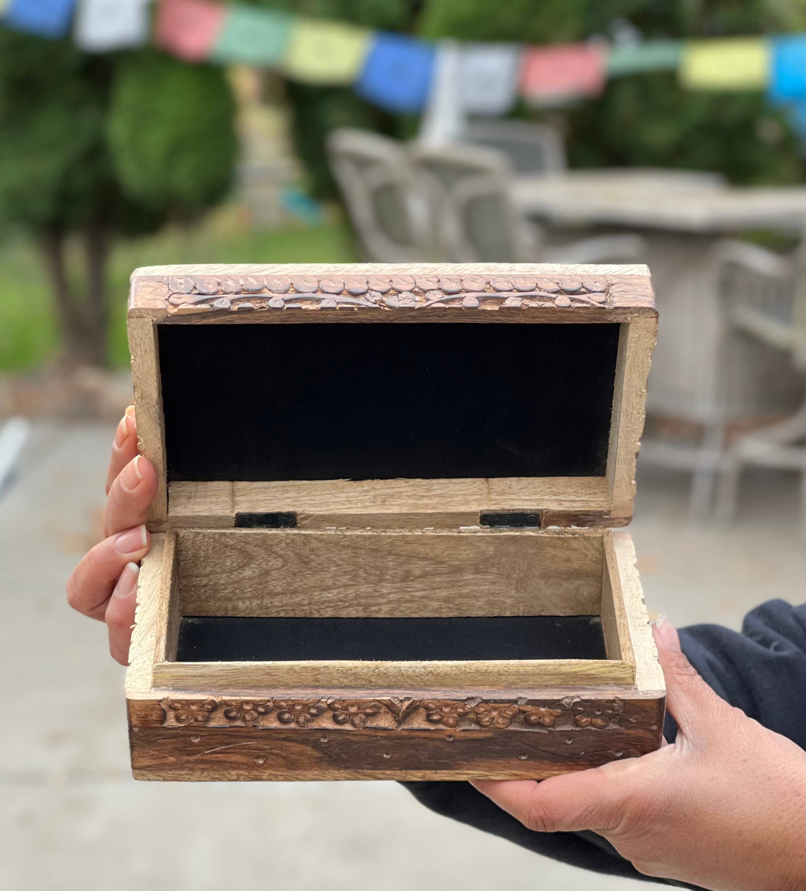 Lungta Imports - Wholesale Jewelry Box/Organizer - Hand Carved Lotus Wooden Box Keepsake Jewelry Watch Storage1