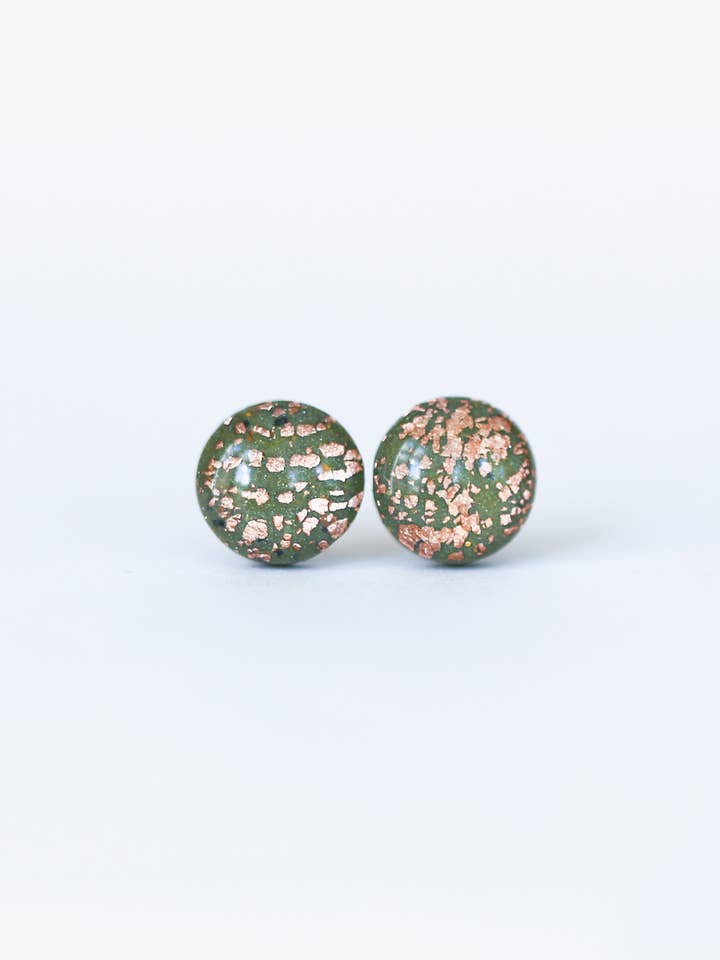 Tiny emerald earrings with surgical stainless steel posts for wholesale by Ollicraft Jewelry