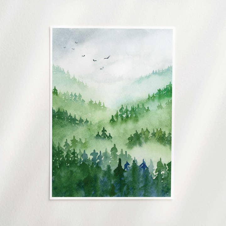 Jenny Vellacott - Wholesale Art Print - Forest Print of Forest Mountain Print Green Forest Art Print6