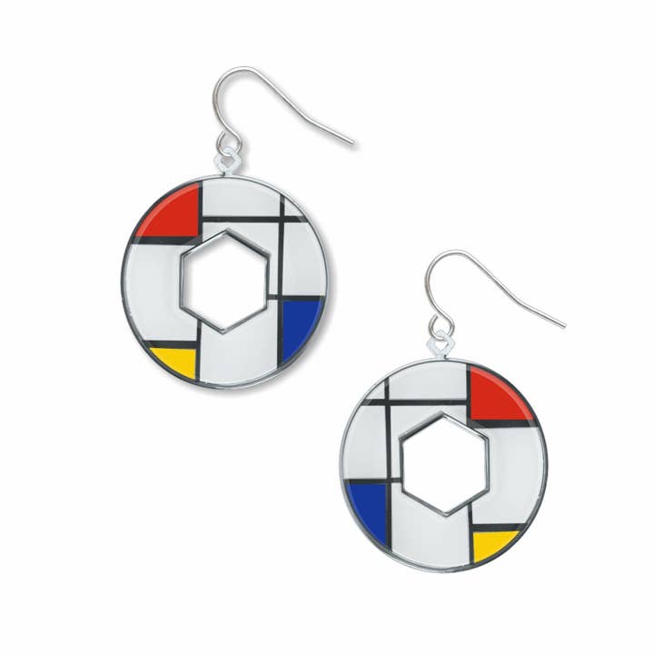 Mondrian Utopia Earrings, MADE in USA for wholesale by David Howell and Company