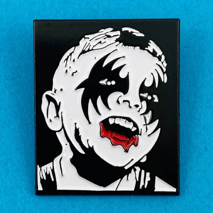 Kiss Kid Enamel Pin for wholesale by Ridin' High Productions