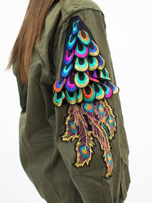RAGEV34- PSYCHADELIC PEACOCK SLEEVE Vintage F2 KHAKI JACKET for wholesale by Ragyard