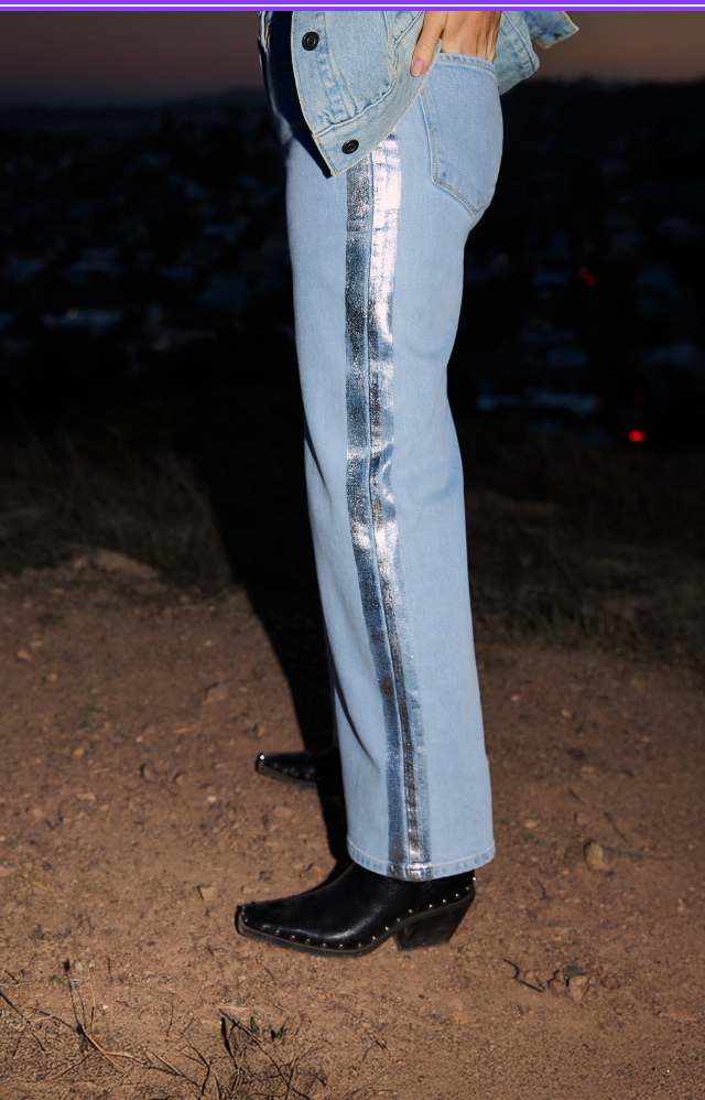 Porter Blue Apparel - Wholesale Jeans - Women's - LUXE REBEL WIDE LEG IN NOA WITH SILVER FOIL3