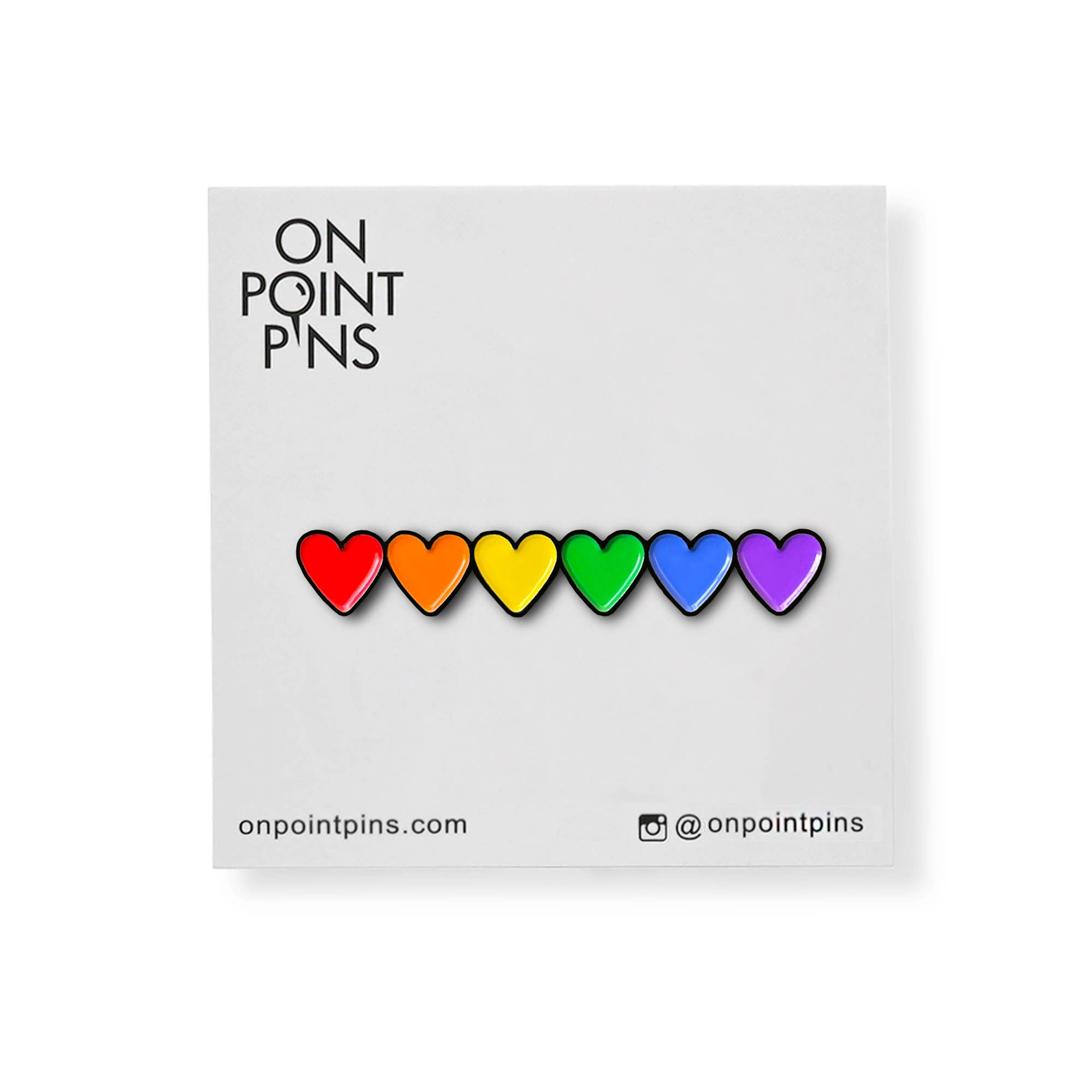 On Point Pins - Wholesale Lapel Pin/Button - Rainbow Hearts LGBTQ Pride Ally Lapel Enamel Pin