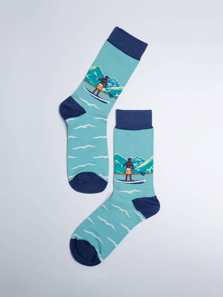 Just Fun Socks - Wholesale Socks - Men's - Men's SUP Stand Up Paddle Board Hawaiian Crew Sock4