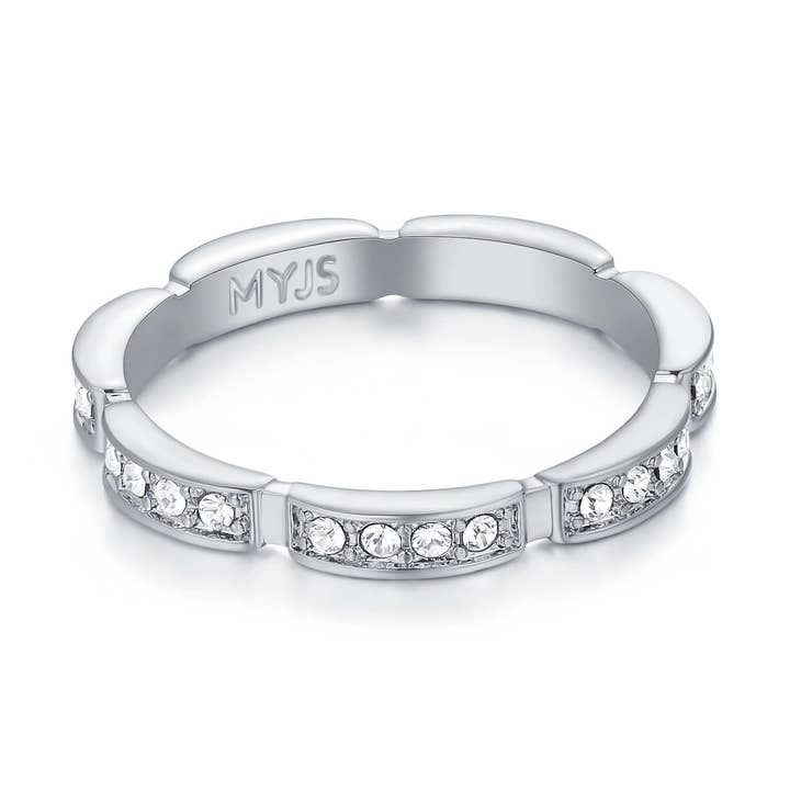 Anel Maillon Link com Cristais Swarovski Rhodiu|1-1168-RCLR por atacado de My Jewellery Story