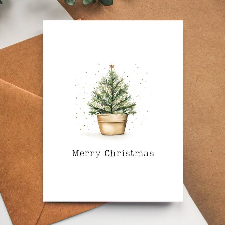 Boho Christmas Card - Christmas Tree Greeting Card for wholesale by Balsam Paper Co