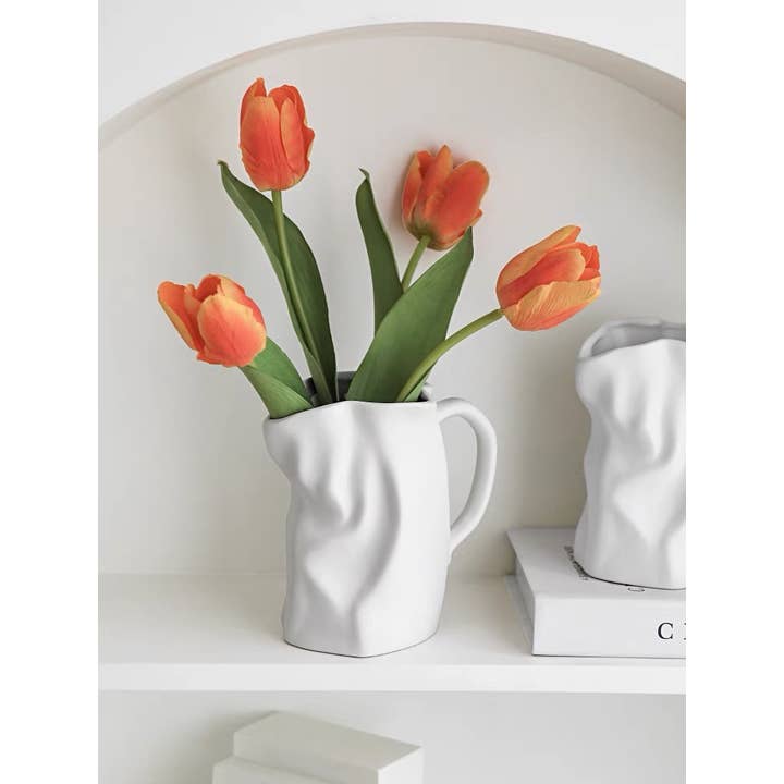 INSPECIAL HOME - Wholesale Vase - Handmade Ceramic Nordic Wrinkle Jug Pitch Vase Case Of 18