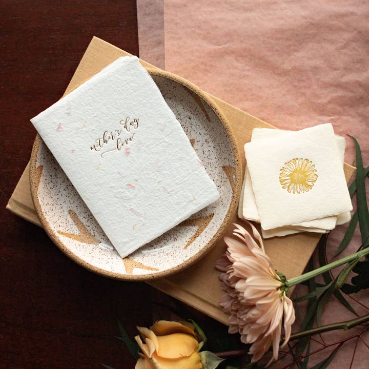 Oblation Papers & Press - Wholesale Stationery/notecard set - Daisy Handmade Paper Letterpress Petite Charm2