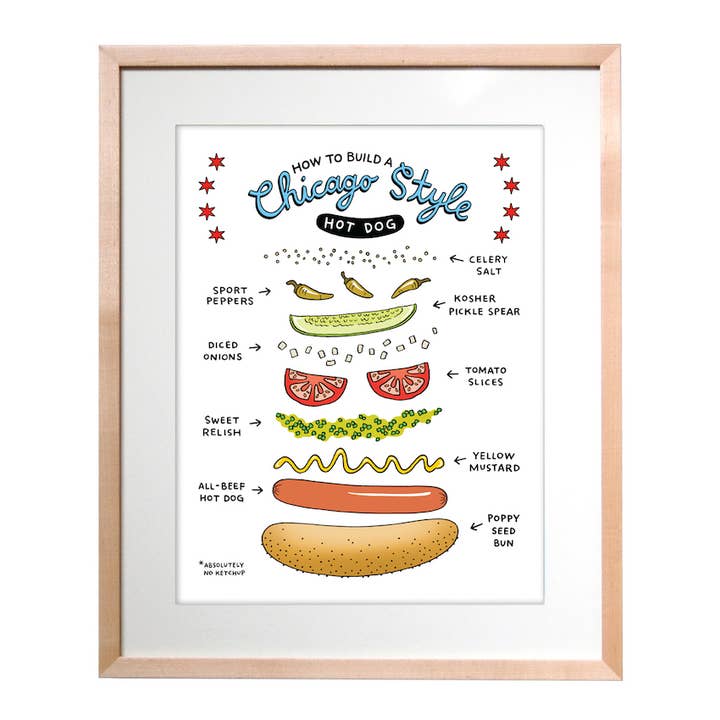 11x14 Fabrication d'un Hot Dog Affiche d'Art de Chicago Décoration d'Intérieur pour la vente par THE FOUND