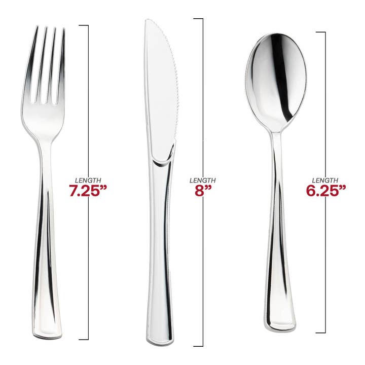 Smarty had a Party - Wholesale Assorted Cutlery Set - Silver Plastic Cutlery in White Napkin Rolls Set - 10 Guests1