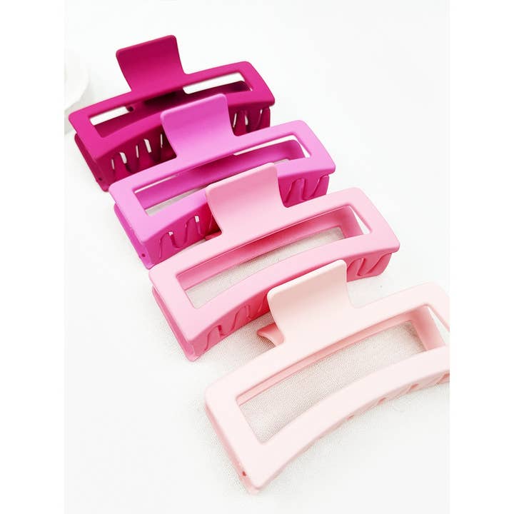 Pink Shade Jumbo Cut Out Rectangle Hair Claw for wholesale by Love and Repeat