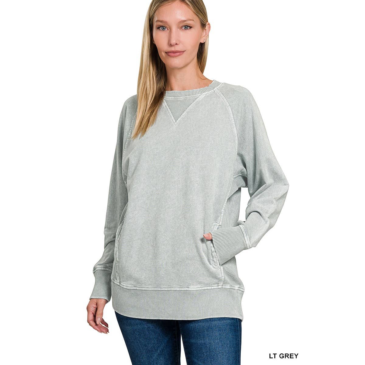 Apolline – Engroshandel Sweatshirt - Dame – Halo-vasket fransk frotté pullover med rund hals4