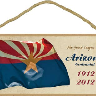 Placa de madera con bandera de Arizona 12,7 x 25,4 cm. para venta al por mayor de SJT Enterprises, Inc.