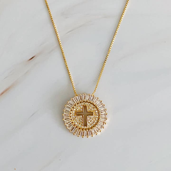 Ellison+Young - Wholesale Pendant/Charm Necklace - Shine Circle Cross Necklace