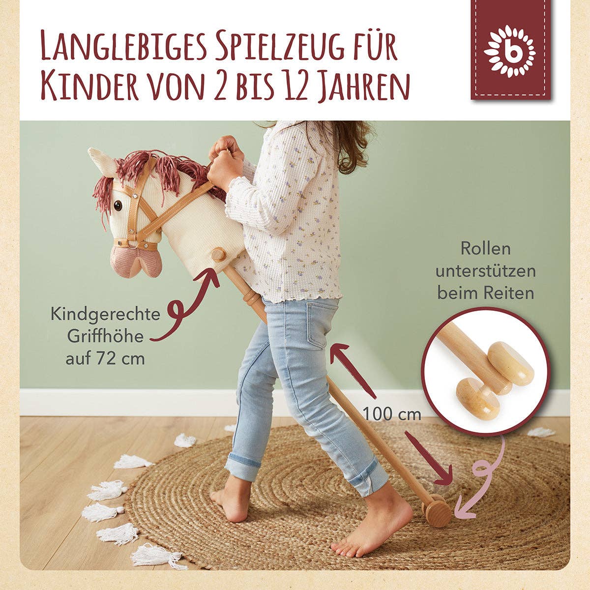 Bieco Spielwaren - Venta al por mayor Juguete de madera - Niños - Caballito de palo Ginger4