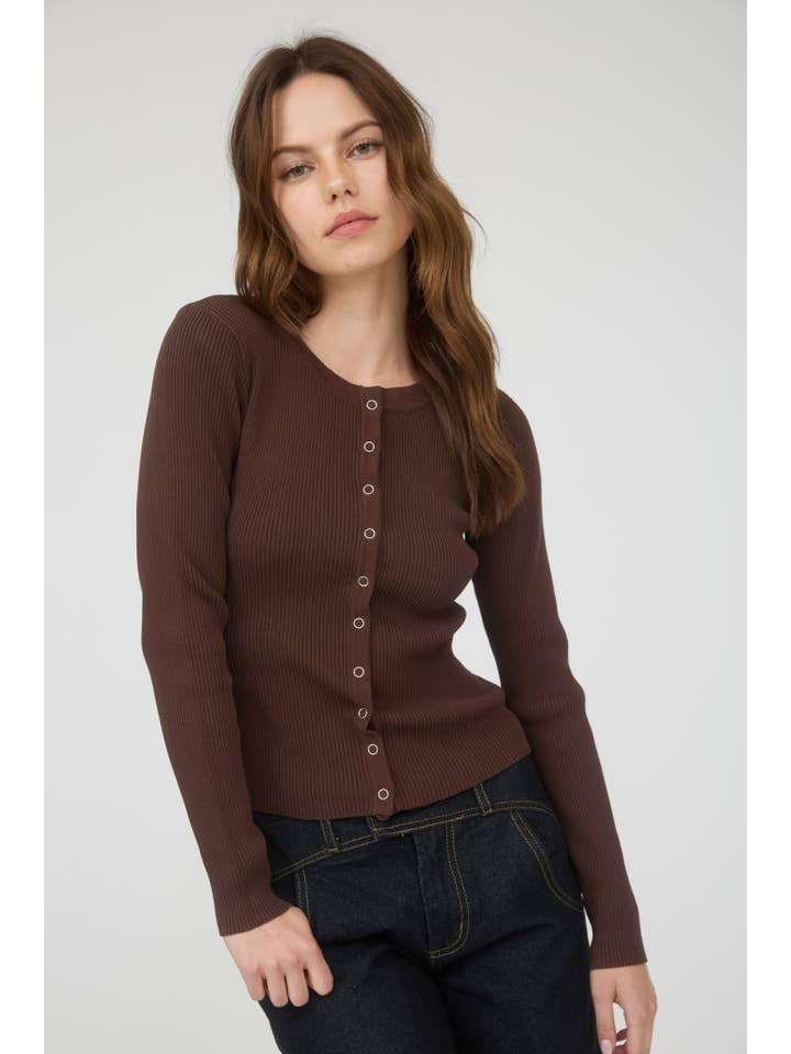 The Workshop Studio - Vente Cardigan – femme - GILET EN MAILLE À COL ROND AVEC BOUTONS-PRESSION30