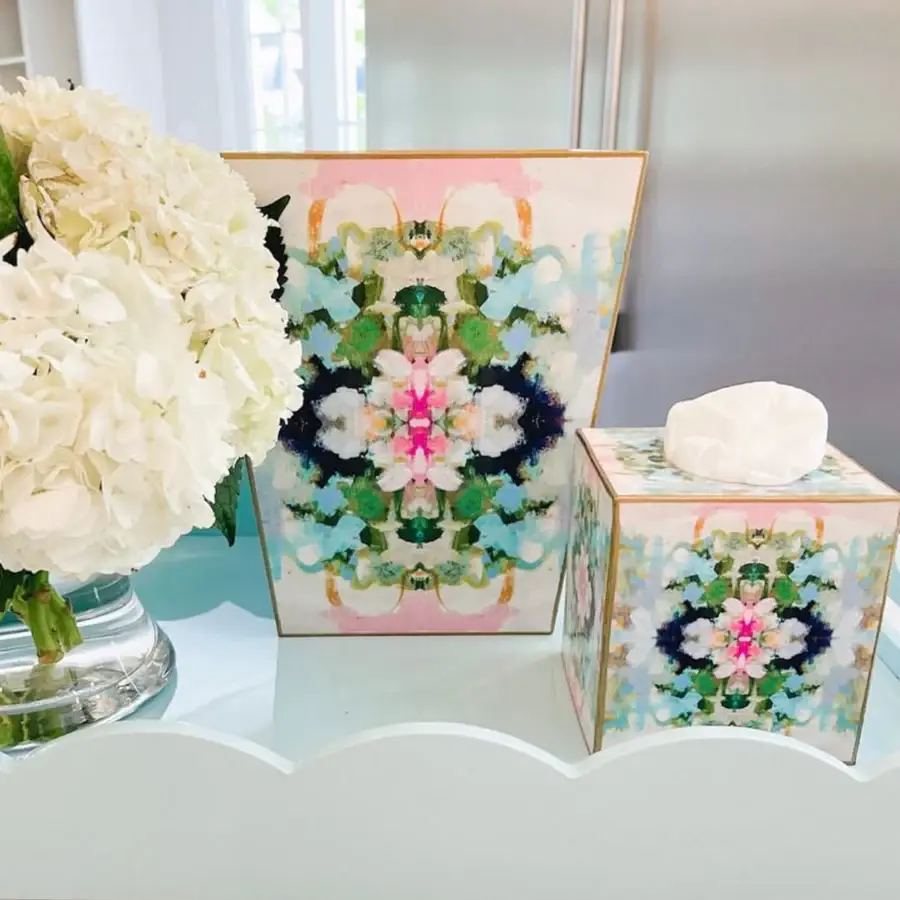 Marye-Kelley - Wholesale Trashcan/Trash Bin - WB515LP-Laura Park Nantucket Bloom Wastepaper Basket1