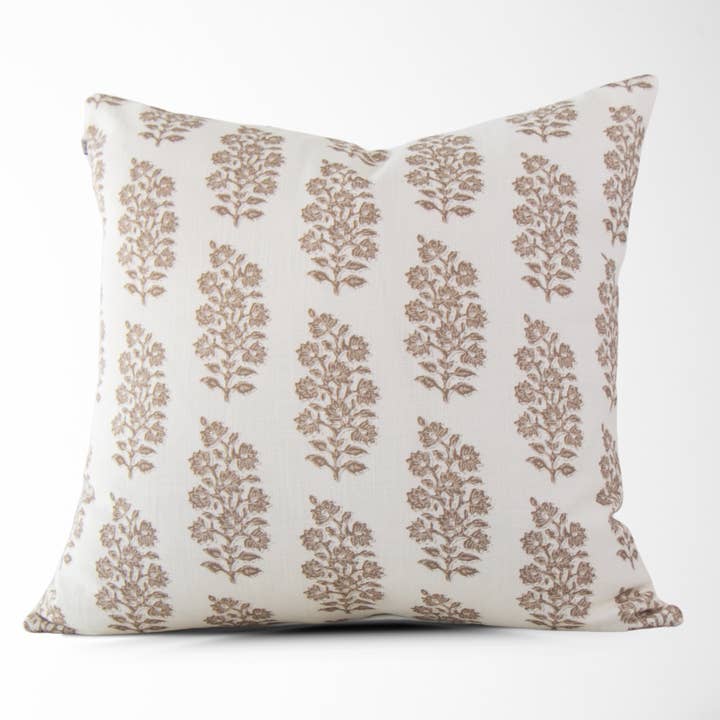 Millie Oyster Block Print Bouquet Pillow Cover for wholesale by Tajik Home LLC