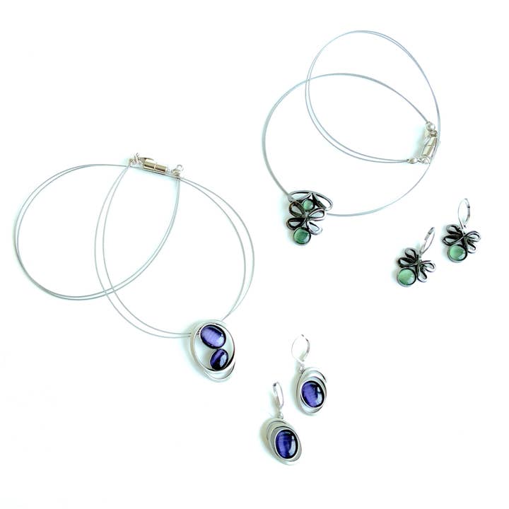 Christophe Poly / Crono Design – wholesale Jewellery set – SETS (KY) - Small Pendant WireNeck(K) 19" & LeverEar(X) Sets14