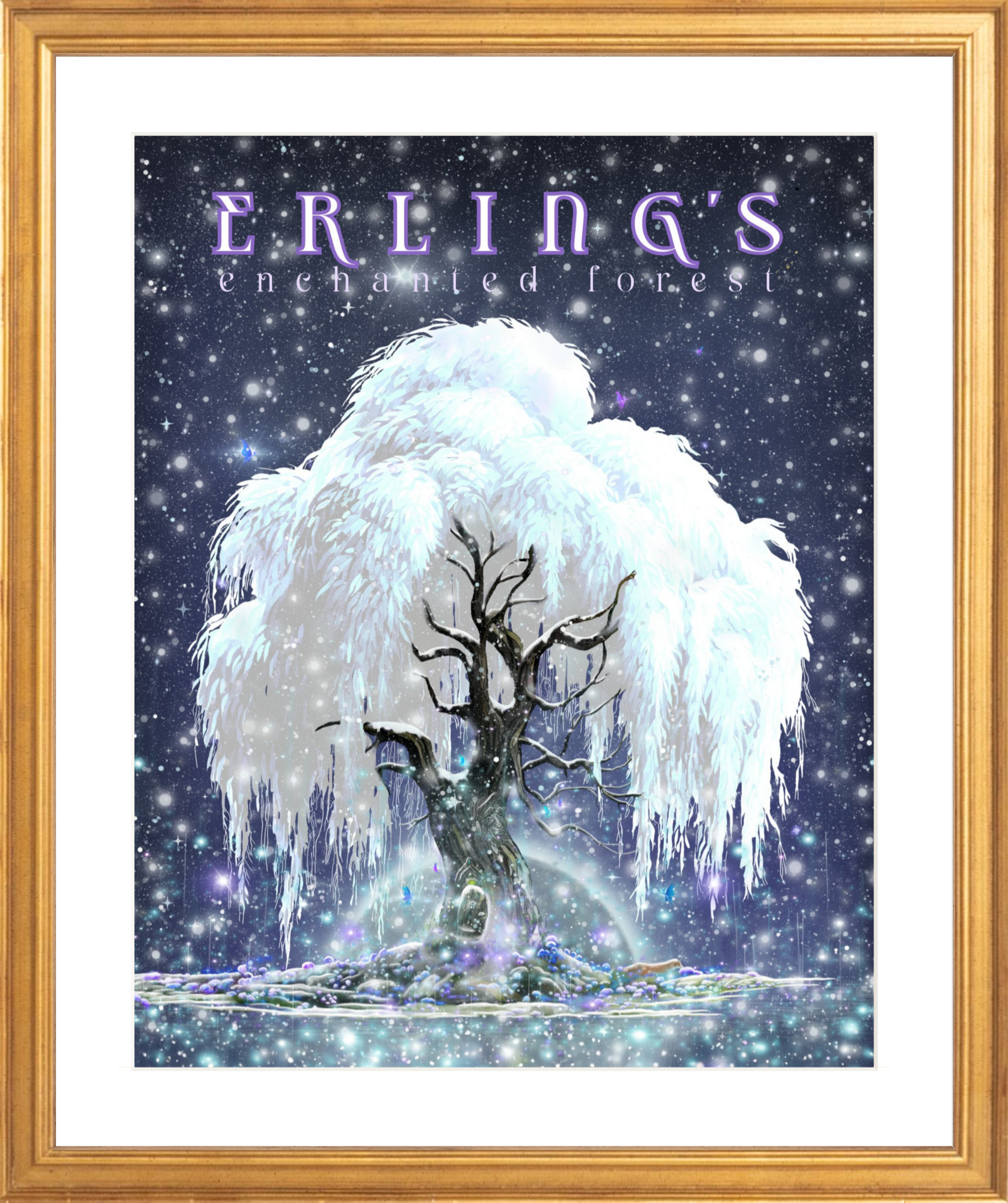 Erling's Enchanted Forest – Großhandel Wanddeko - Kind & Baby – Erlings verzauberter Wald - WINTER gerahmter Druck5