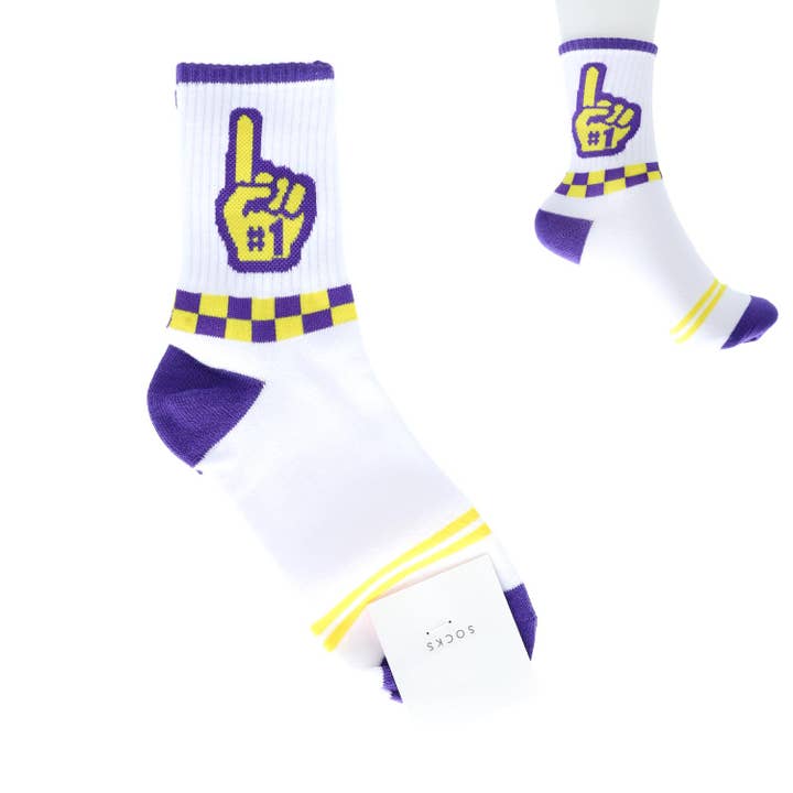 SP Sophia Collection - Wholesale Socks - Women's - Foam Hand Graphic Cotton Knit Women's Crew Socks