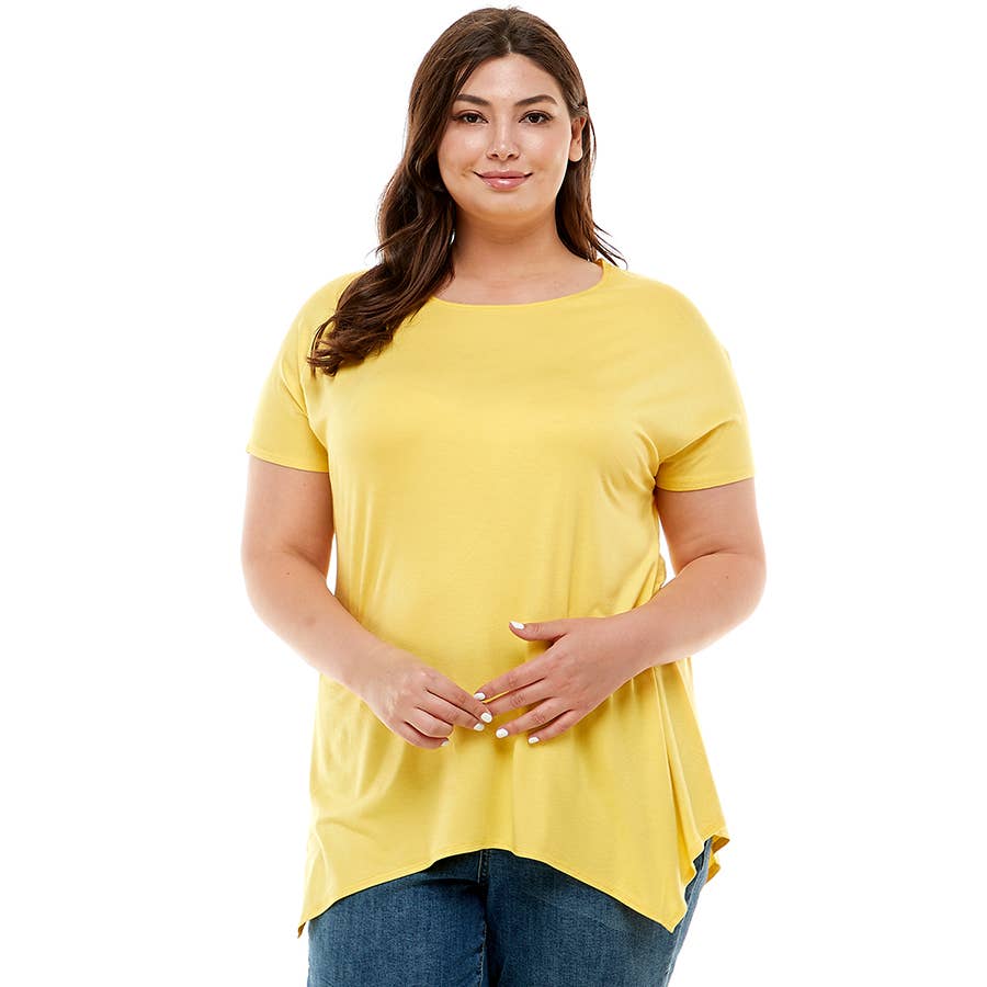 Azules Clothing - Wholesale Tunic - Women's - ATP-2307RSX Plus Size Asymmetric Short Sleeve Tunic21