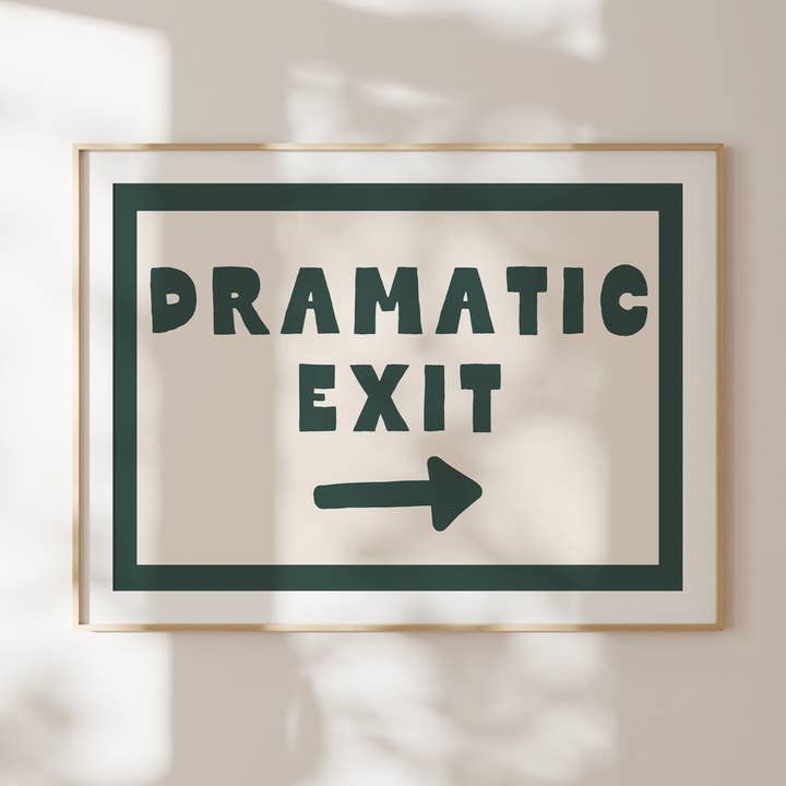Wisdom and Wonder Designs – wholesale Art print – Dramatic Exit | Forest Green & Cream | Art Print0