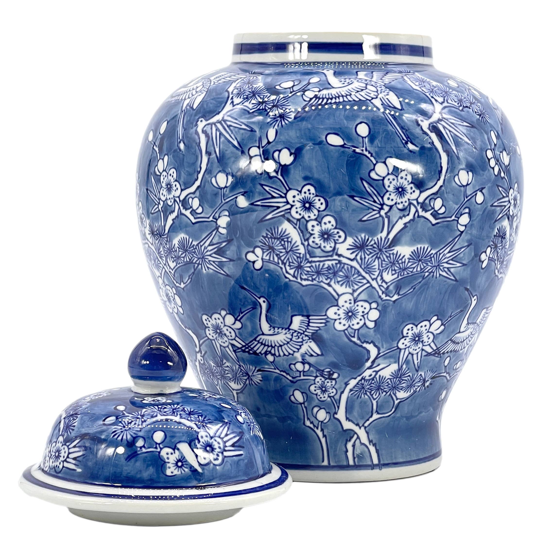 Galt International Company - Vente Bocal décoratif - Jarre en céramique chinoiserie florale 30 cm10