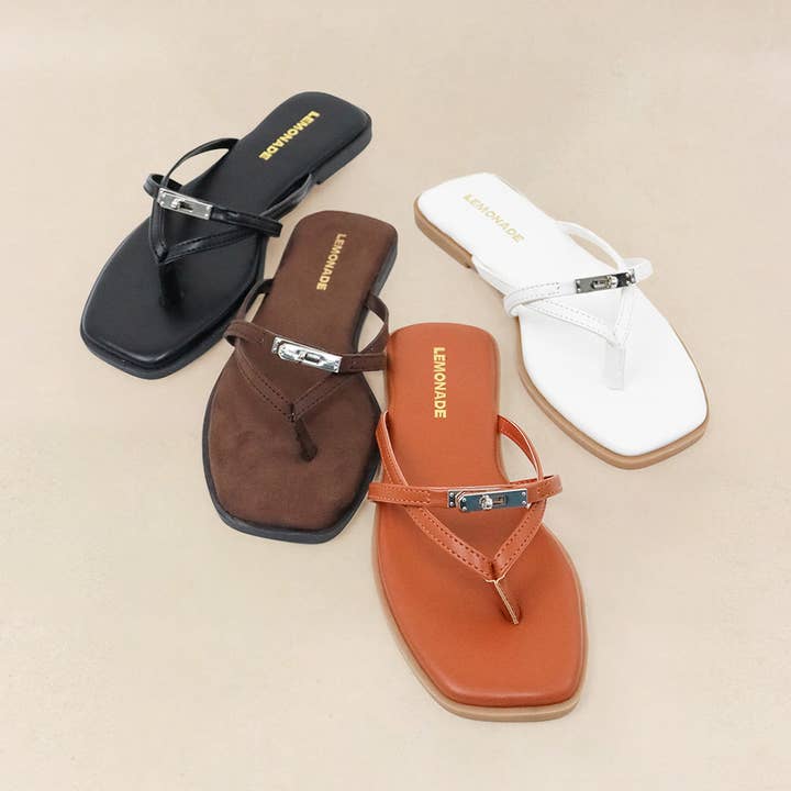 NEW FOCUS - Chic Strappy Thong Sandal, Buckle Detail for wholesale by Lemonade Shoes