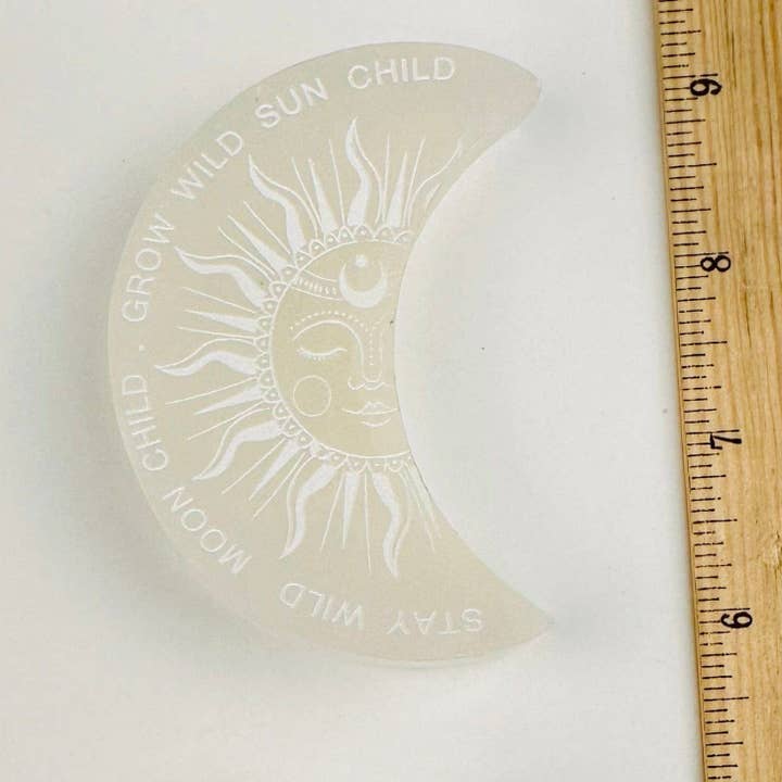 Rock Paradise - Wholesale Crystal Charging Plate - Selenite Moon Crystal Charging Plate - Sun and Moon Design4