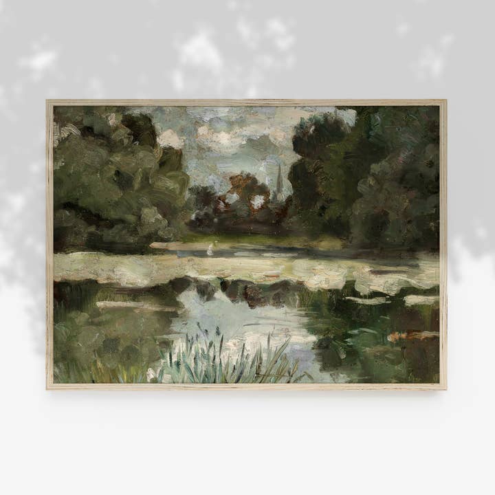 Hyggely - Wholesale Art Print - Vintage Earthy Painting | Green Landscape Art Print L2531