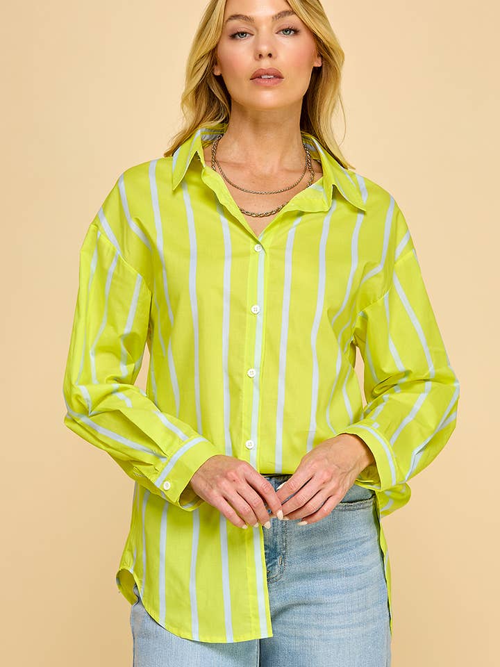 Randig oversized bomullsskjorta för wholesale av Cezele