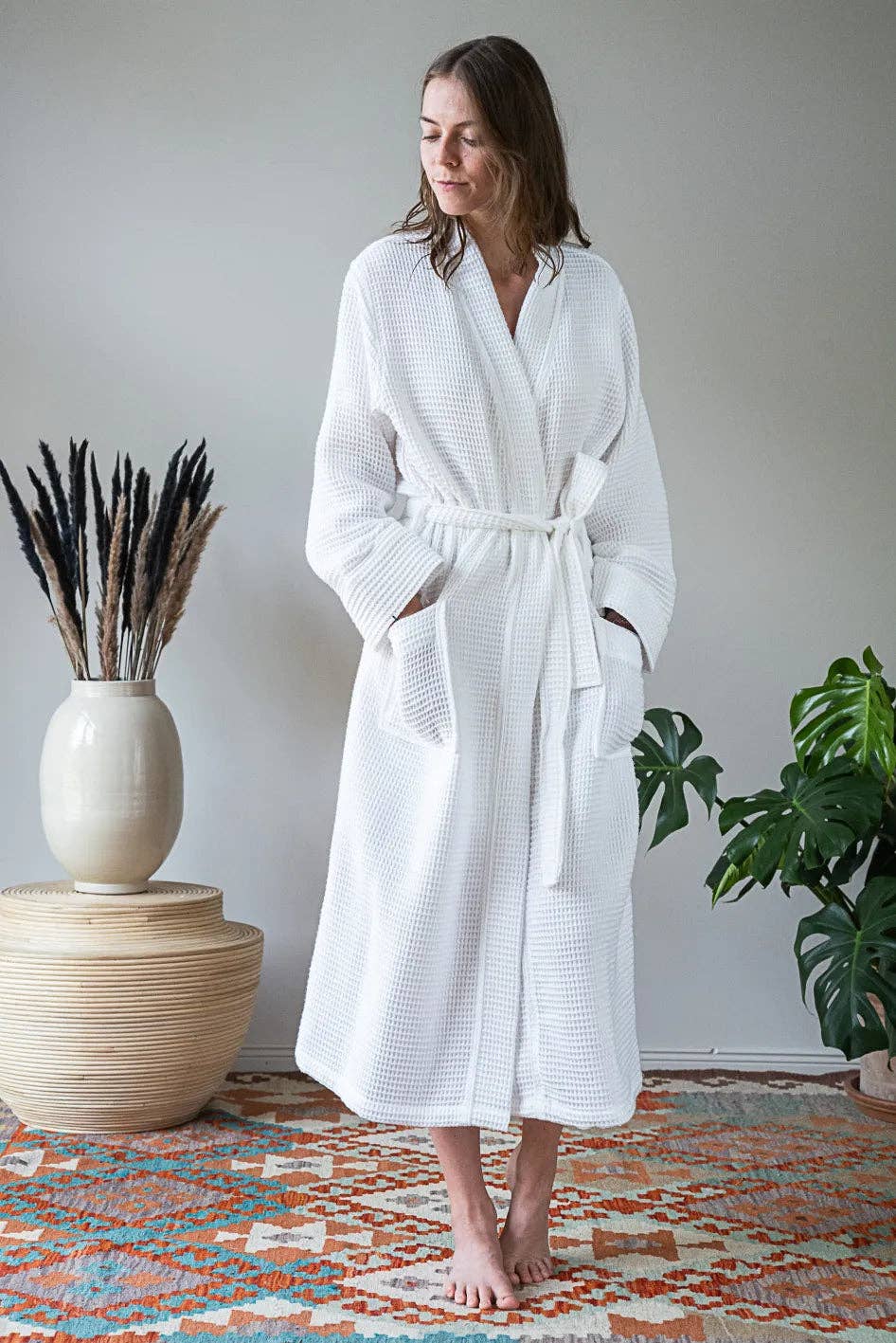 Neunest - Wholesale Robe - Unisex - Pamuk Waffle Bathrobe – White 100% cotton1