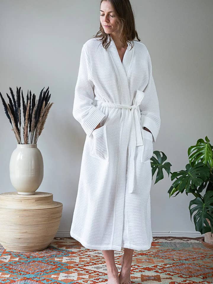 Neunest - Wholesale Robe - Unisex - Pamuk Waffle Bathrobe – White 100% cotton1