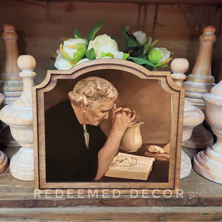 Redeemed Decor - Wholesale Decorative Tabletop Object - Provincial Praying Woman Framed Art