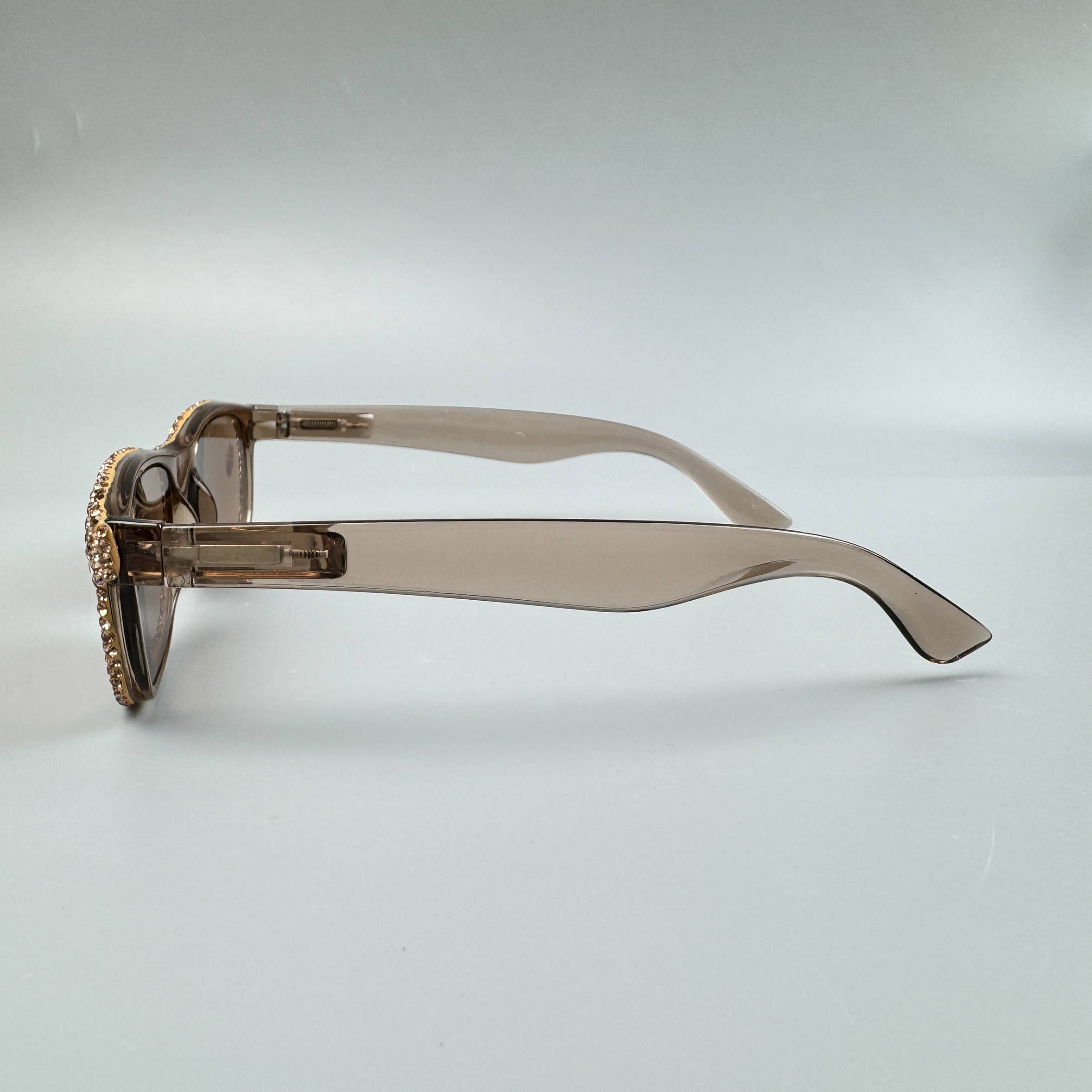 Ole - Wholesale Sunglasses - Women's - Rhinestone Rectangle Sun Reader G0486 - Gold1