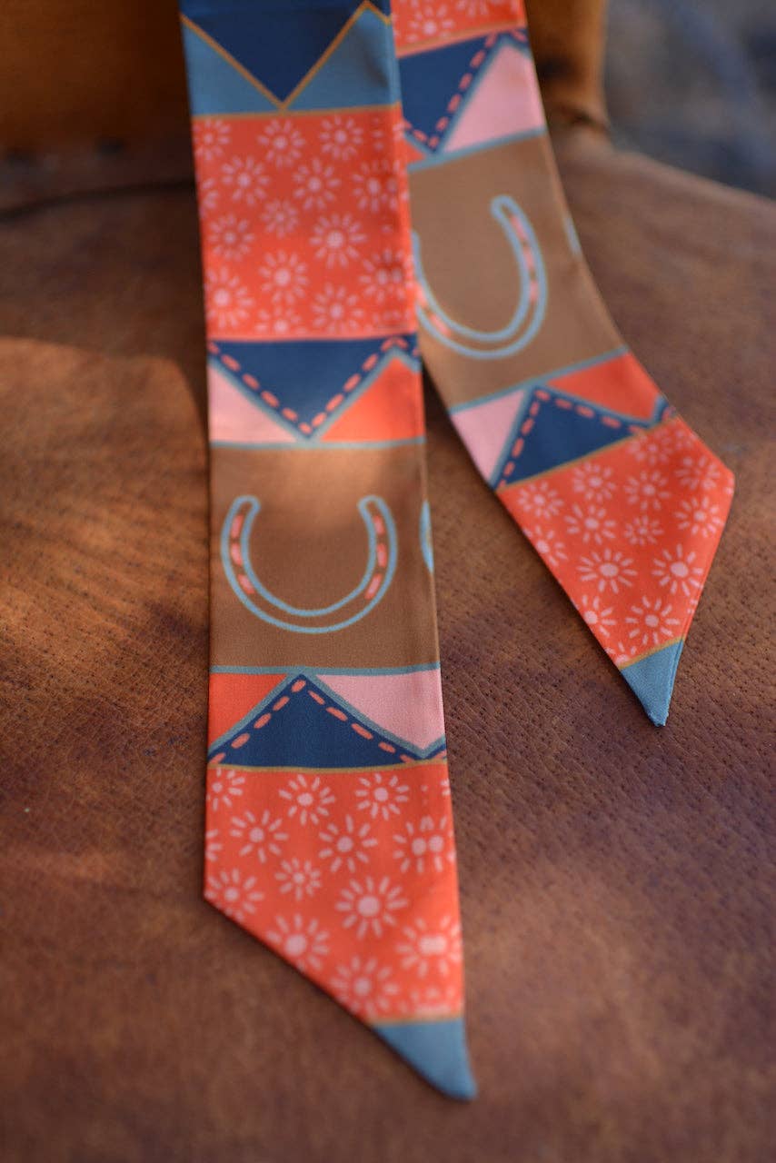 Tirzah Lane Art - Wholesale Scarf - Women's - Frontier Bound Quilted Patchwork Silk Twilly Scarf4