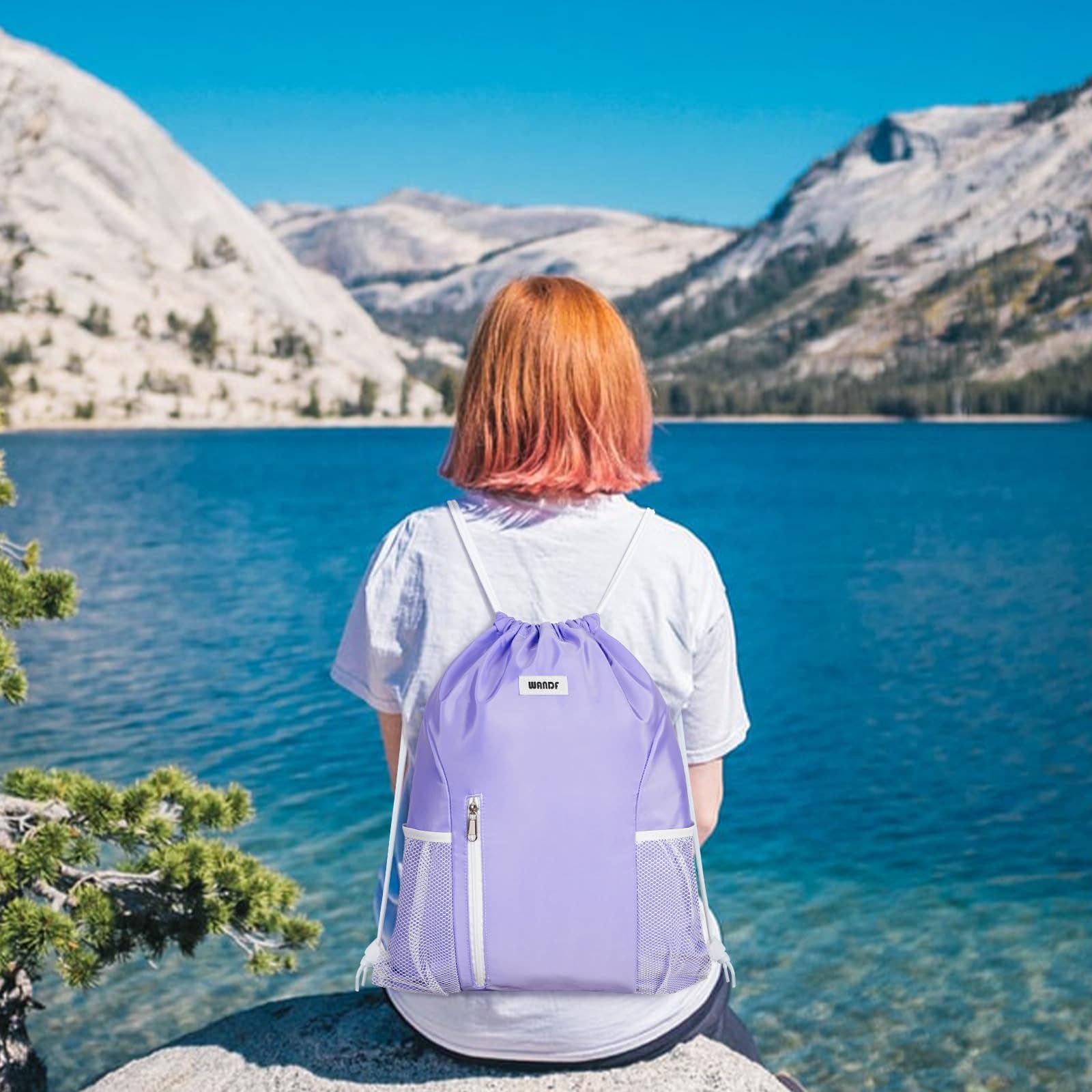 wandf - Vente Sac à cordon de serrage – unisexe - Sac à dos à cordon WF6038 Sports Gym avec poches en maille52