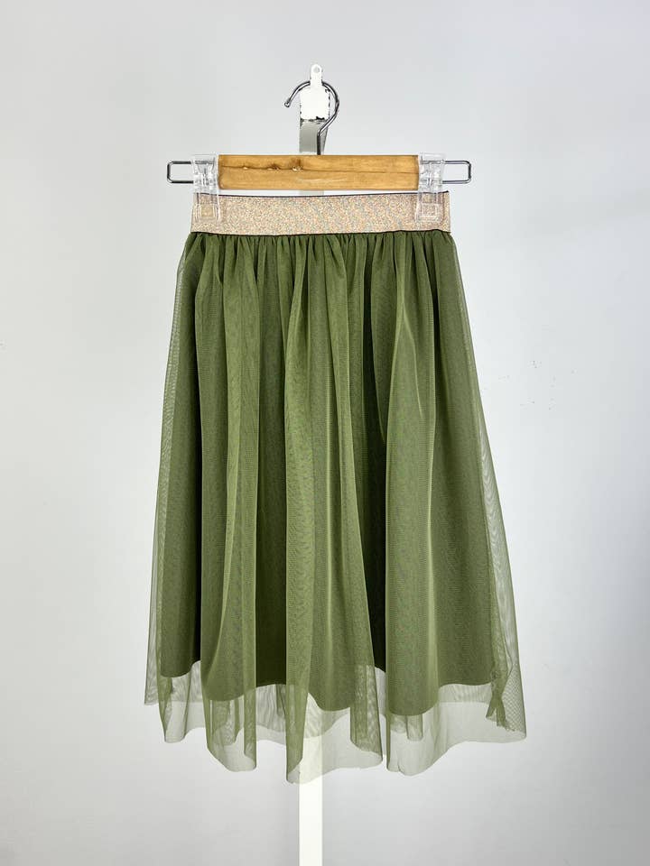 MINI MIGNON PARIS - Wholesale Skirt - Kids - Girls' gold belted tulle midi skirt