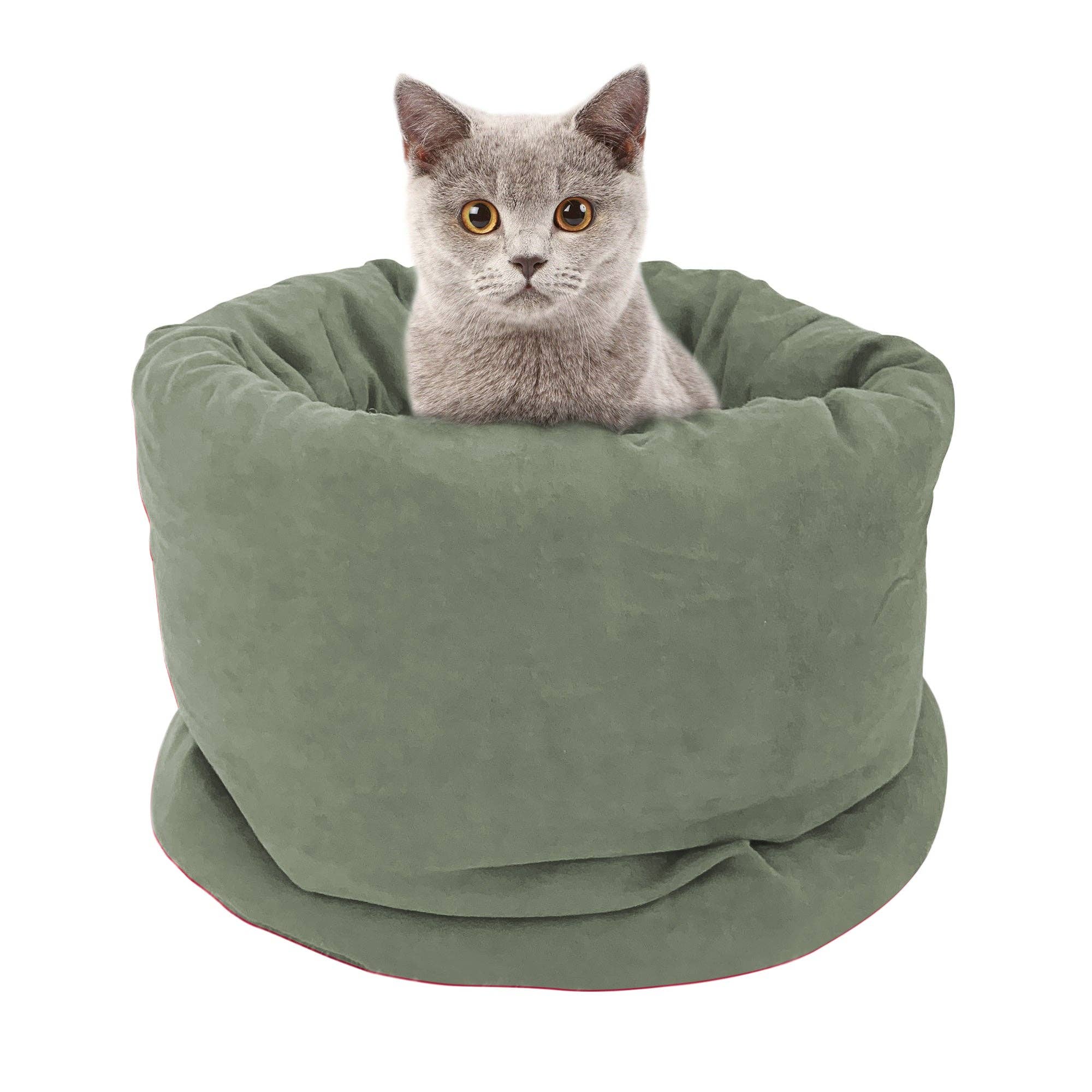 Jespet - Wholesale Pet Bed - Cat/Dog - GOOPAWS 4 in 1 Self Warming Burrow Cat Bed Sleeping Cave, Sage Green6