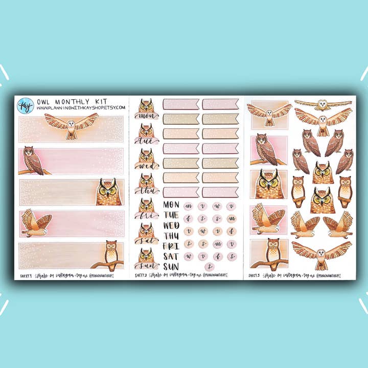 Kit mensual de búho para venta al por mayor de Planning With Kay